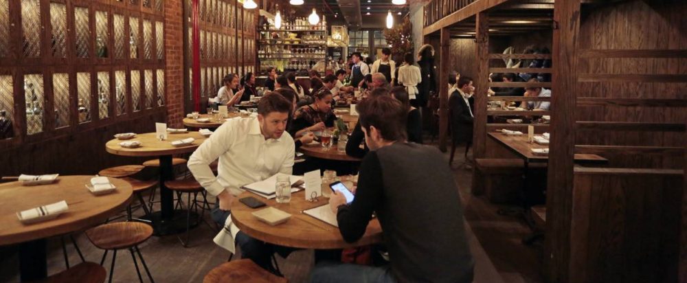 People sitting in a Korean restaurant