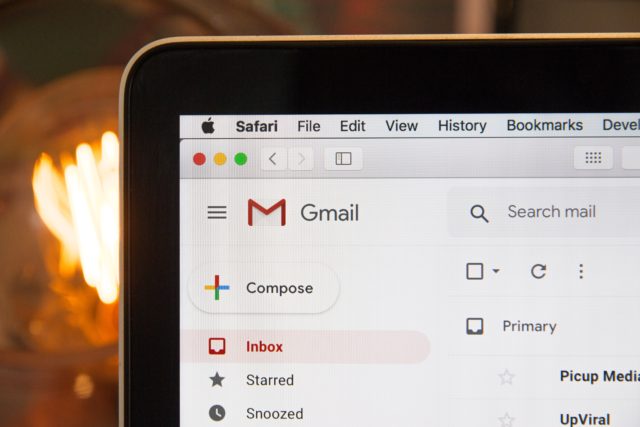 a partial shot of an email inbox showing virtual job interview information