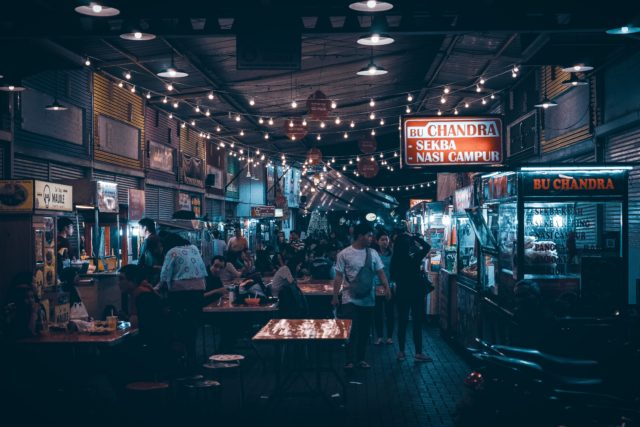 lively food court in Indonesia