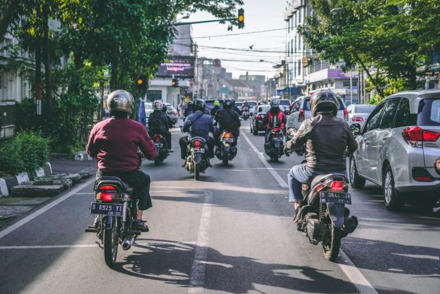 crowded streets of Indonesia during day time