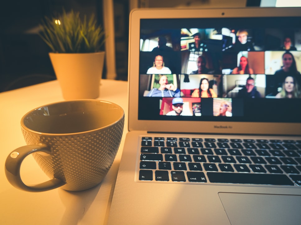 People learning about work-life balance during Covid while on a video call.